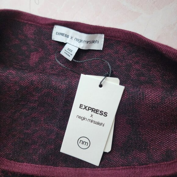 EXPRESS x Negin Mirsalehi strapless knit crop‎ tube top red/black python NEW XXS - Picture 4 of 7